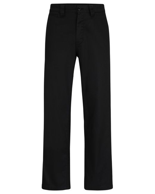Boss Black Straight-fit Trousers In Stretch-cotton Twill for men
