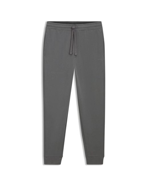 HUGO Gray Cotton Casual Trousers With Elasticated Cuffs for men