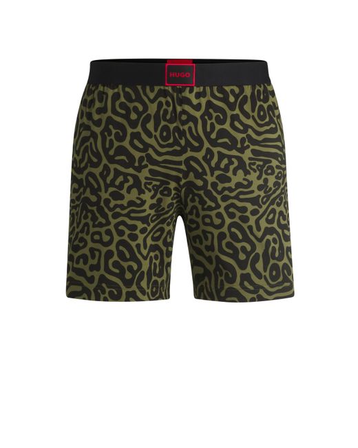 HUGO Pyjama-Shorts aus Stretch-Baumwolle mit saisonalem Muster in Green für Herren