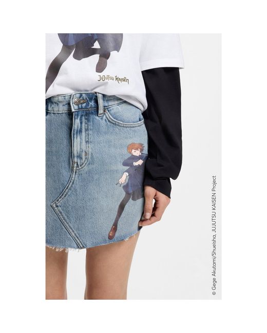 HUGO Blue X Jujutsu Kaisen Denim Skirt With Nobara Print