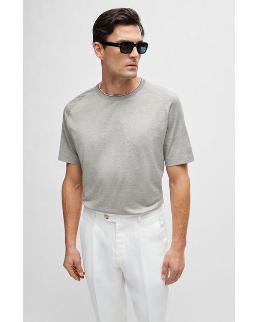 Boss Regular-fit T-shirt Van Katoen En Zijde in het Gray voor heren