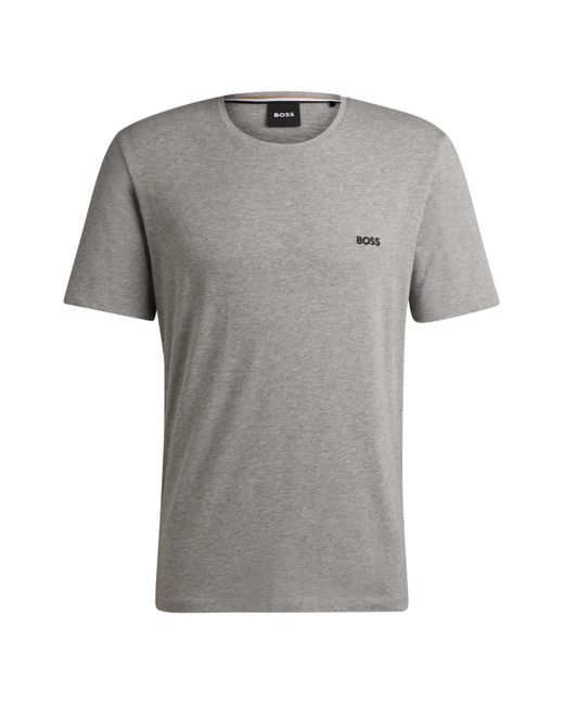 Boss Regular-Fit T-Shirt aus Stretch-Baumwolle mit Logo-Detail in Gray für Herren