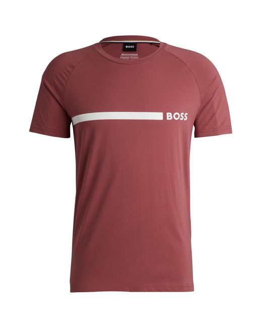 Boss Red Logo-print Slim-fit T-shirt In Cotton Jersey for men