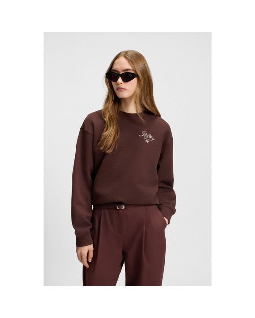 HUGO Brown Cotton-Terry Sweatshirt With Parisian Graphic Print