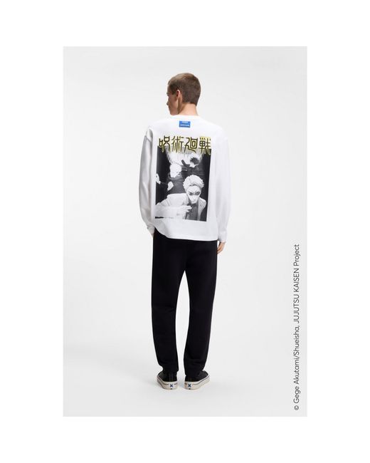 HUGO White X Jujutsu Kaisen T-Shirt With Yuji, Megumi And Kento Print for men