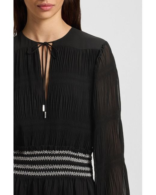 Boss Black Plissee-Kleid Mit Gesmoktem Bund