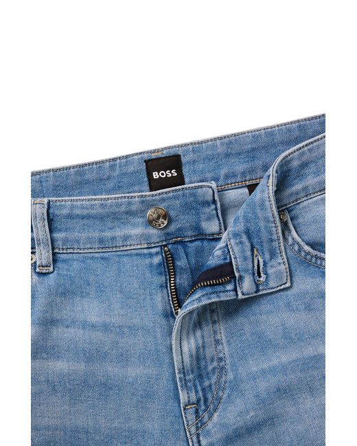 Boss Regular-fit Jeans In Blue Cashmere-touch Denim for men