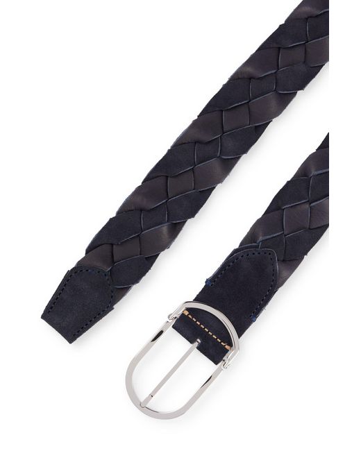 BOSS by HUGO BOSS Woven suede Belt With Silver tone Buckle in Blue