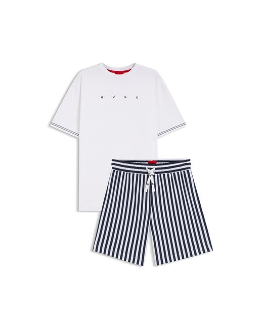 HUGO White Relaxed-Fit Pyjama Set for men