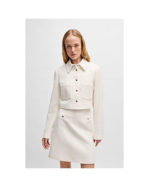 HUGO White Regular-Fit Cropped Jacket