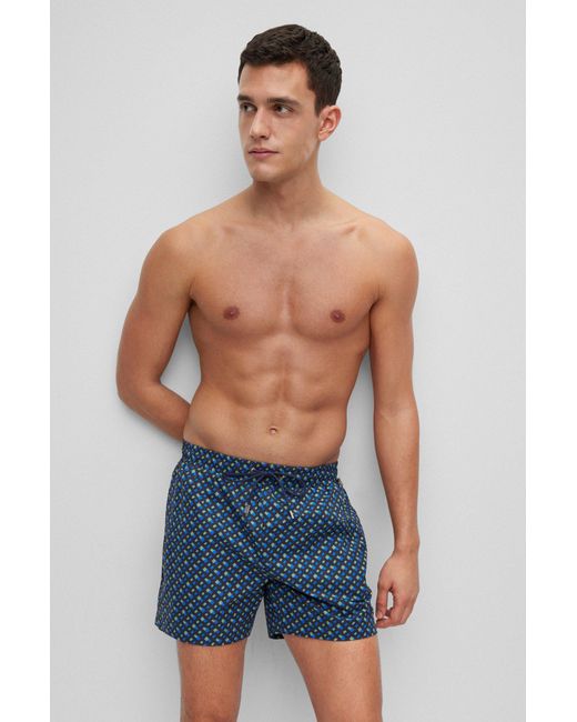 BOSS by HUGO BOSS Swim Shorts With Monogram Print in Blue for Men | Lyst  Canada