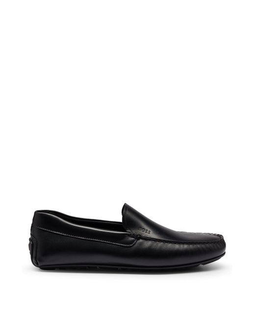 Boss Black Nappa-leather Moccasins With Driver Sole And Full Lining for men
