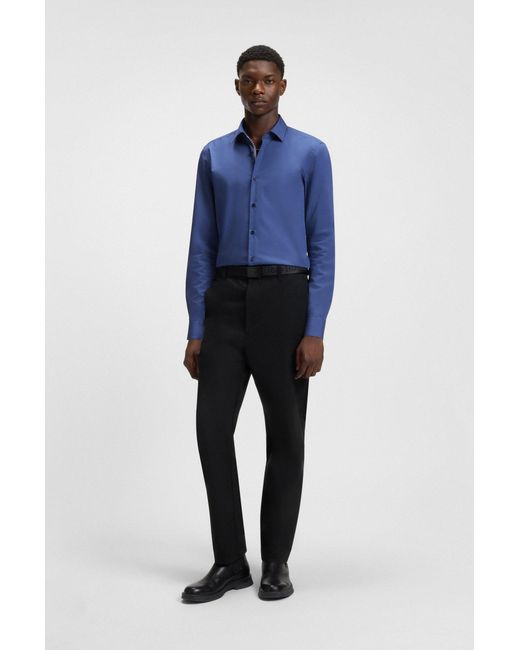 HUGO Slim-Fit Hemd Aus Bügelleichter Baumwoll-Popeline in Blue für Herren