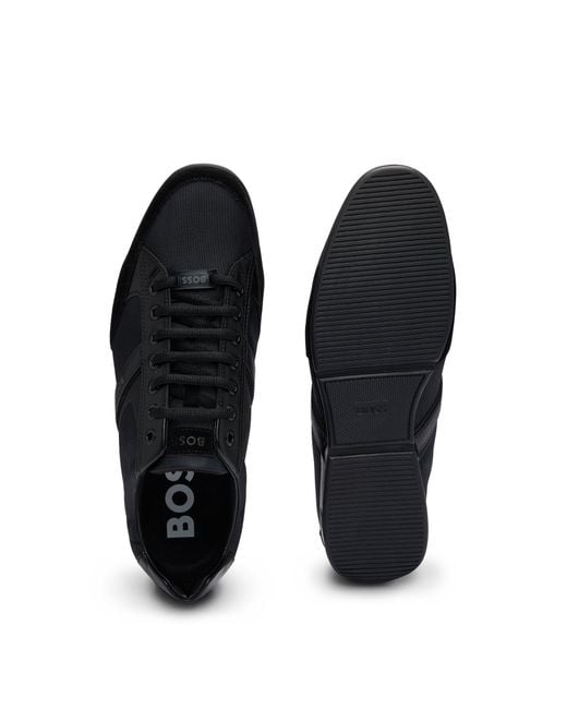Boss Black Mixed-material Trainers With Suede And Faux Leather for men