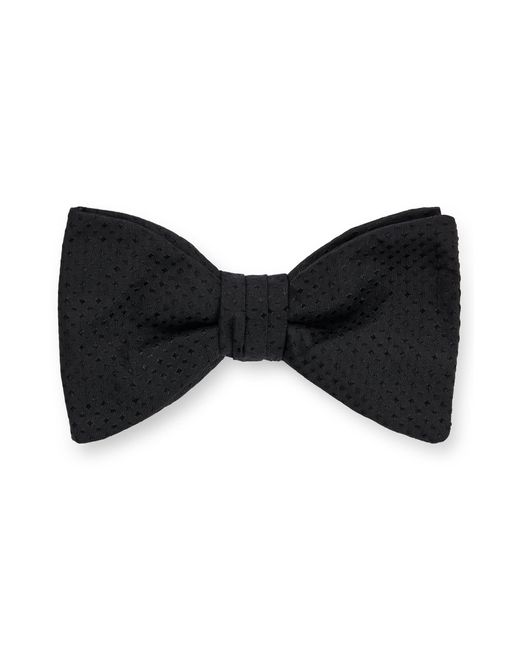 HUGO Black Dot-patterned Bow Tie In Silk Jacquard for men