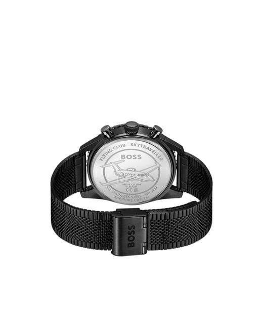Boss Black Skytraveller Pro-Plated Watch With Sapphire Crystal for men