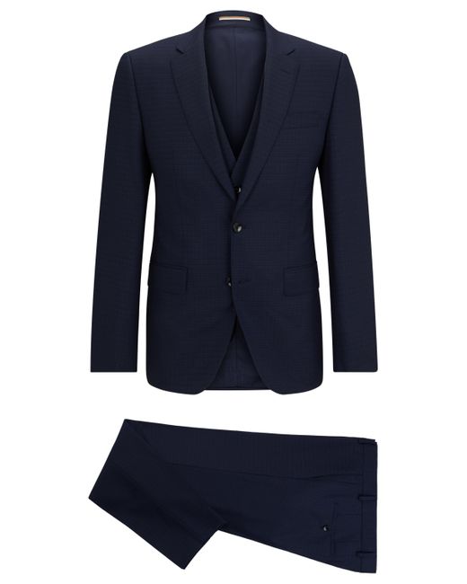 BOSS by HUGO BOSS Slim-fit Suit In Patterned Stretch Wool in Blue for ...
