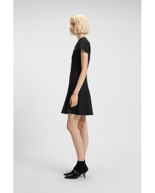 HUGO Black A-Linien-Kleid Mit Godet-Einsätzen Und Schleifenbrosche