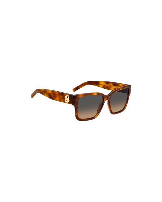 Boss Brown Havana-Acetate Sunglasses With Double B Monogram
