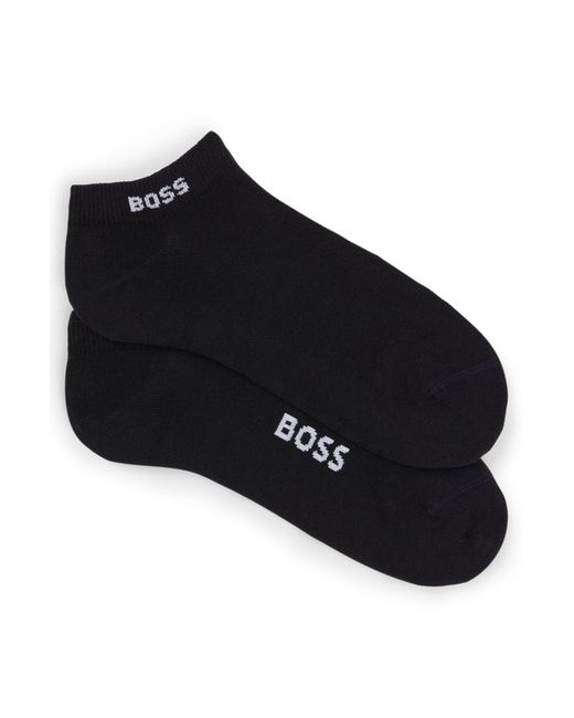 Lot de deux paires de chaussettes longueur cheville en coton mélangé Boss en coloris Black