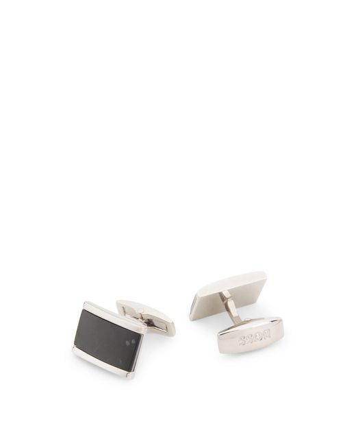 Boss White Cufflinks With Marble Insert for men