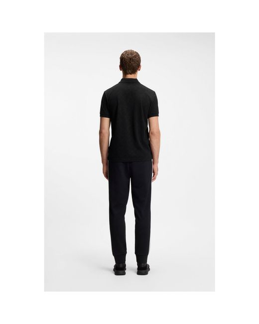 Boss Black Cotton-Piqué Polo Shirt With All-Over Print for men