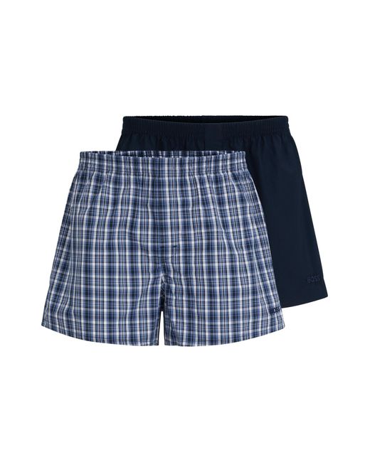 BOSS by Hugo Boss Blue Two-pack Of Pyjama Shorts In Cotton Poplin for men