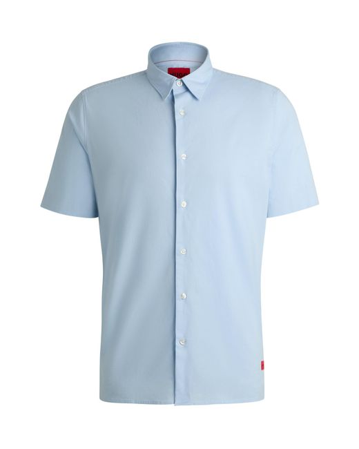 HUGO White Relaxed-fit Shirt In Stretch-cotton Canvas for men