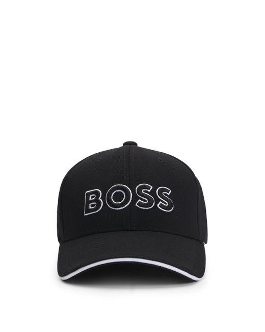 Boss Cap aus Stretch-Piqué mit 3D-Logo-Stickerei in Black für Herren