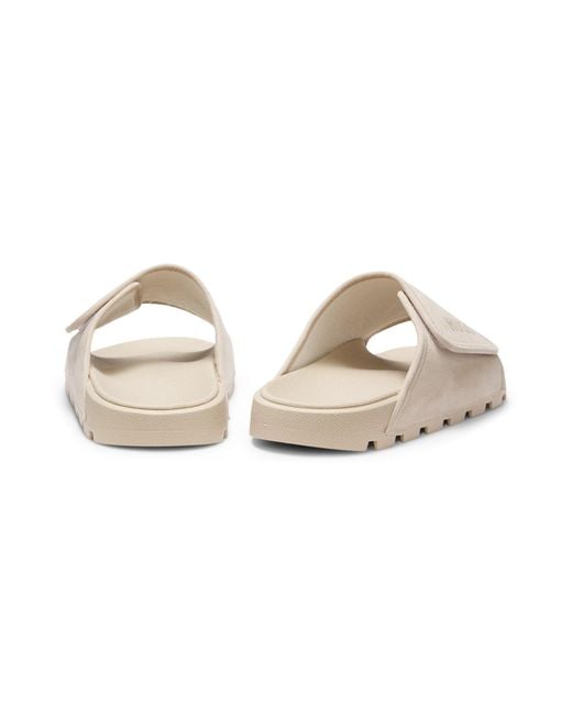 HUGO Slides Mit Riemen Aus Velourslederimitat in White für Herren