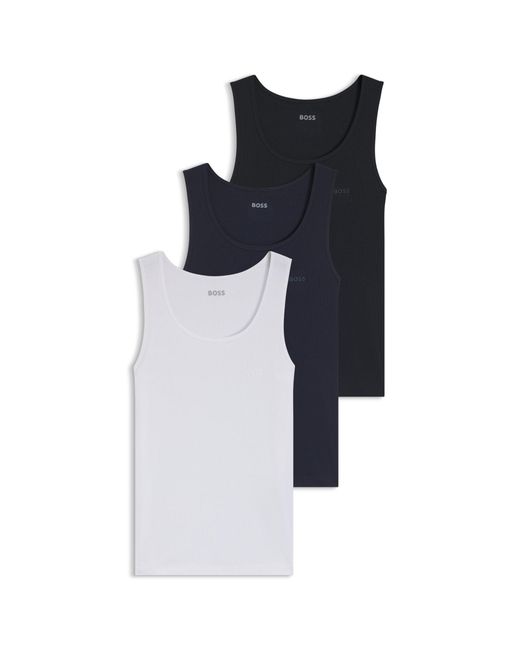 Boss Blue Three-Pack Of Underwear Vests for men