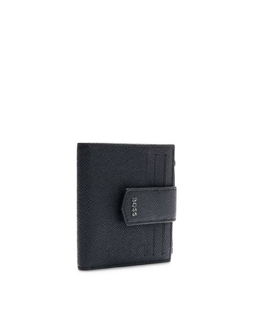 Boss Black Emed-leather Wallet With Polished Silver Hardware for men