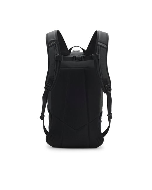 Boss Gray Faux-Leather Backpack With Reflective Details for men