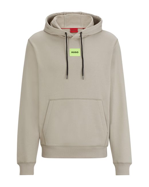 HUGO Natural Cotton-terry Hoodie With Logo Label for men