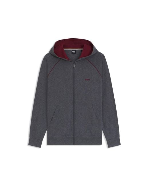 Boss Gray Zip-Up Hoodie for men