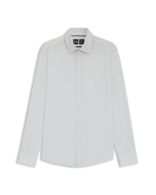 Boss Slim-Fit Overhemd Van Hoogwaardig Stretchtwill Met Print in het White voor heren