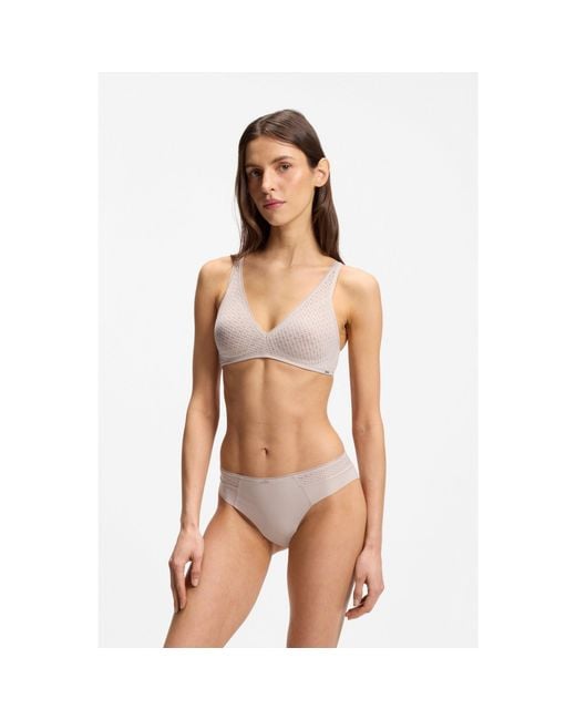 Boss Pink Super-Soft Lace Bralette With Plaque