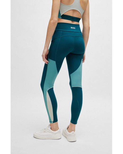 Boss Blue Slim-fit leggings With Side Stripes And Logo Detail