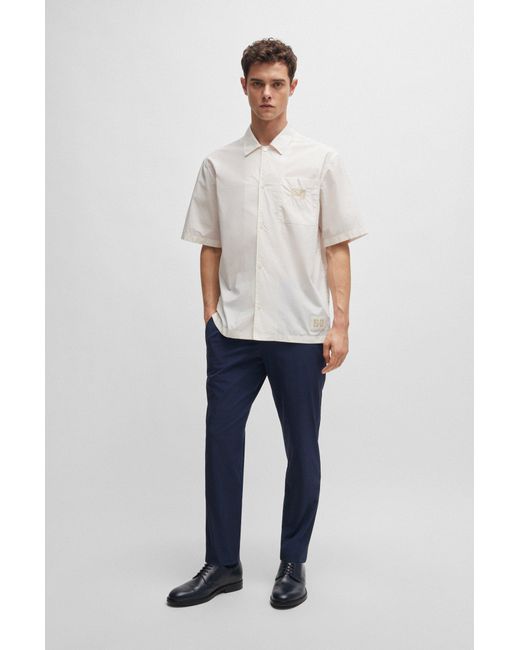 Boss White X Shohei Ohtani Relaxed-fit Cotton-poplin Shirt for men