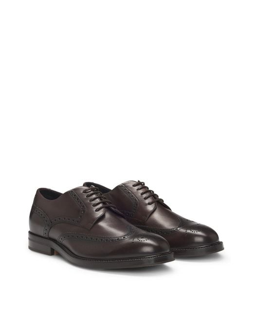 Boss Brown Dressletic Italian-made Derby Shoes In Leather for men