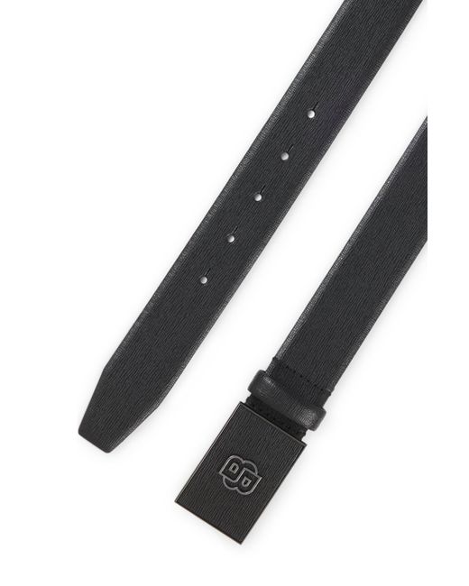 Boss Omkeerbare Riem Van Italiaans Leer Met Double B-Monogramgesp in het Black voor heren