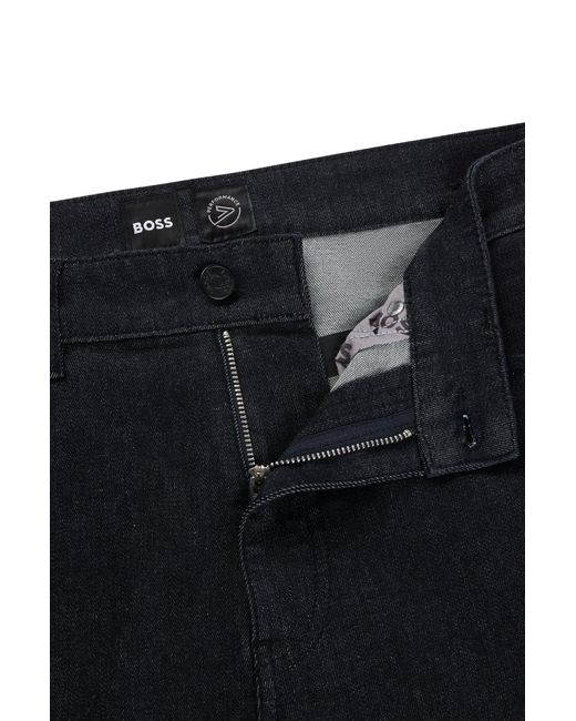 Boss Black Water-repellent Tapered-fit Jeans In Stay-navy Denim for men