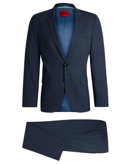 HUGO Extra Slim-Fit Anzug aus Performance-Stretch-Gewebe mit Hahnentritt-Muster in Blue für Herren