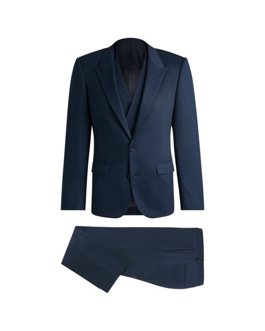 HUGO Blue Slim-Fit Three-Piece Suit for men