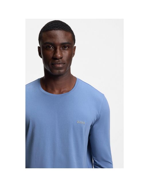 Boss Blue Long-Sleeved T-Shirt for men