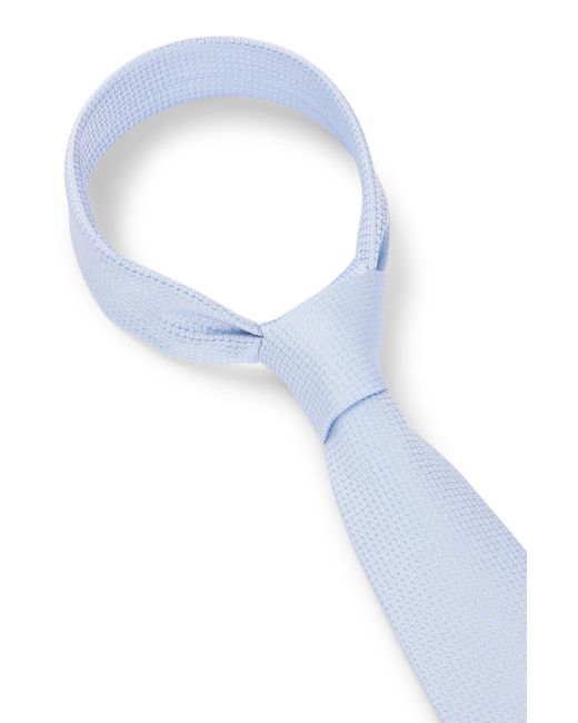 Boss White Silk-blend Tie With All-over Jacquard Pattern for men