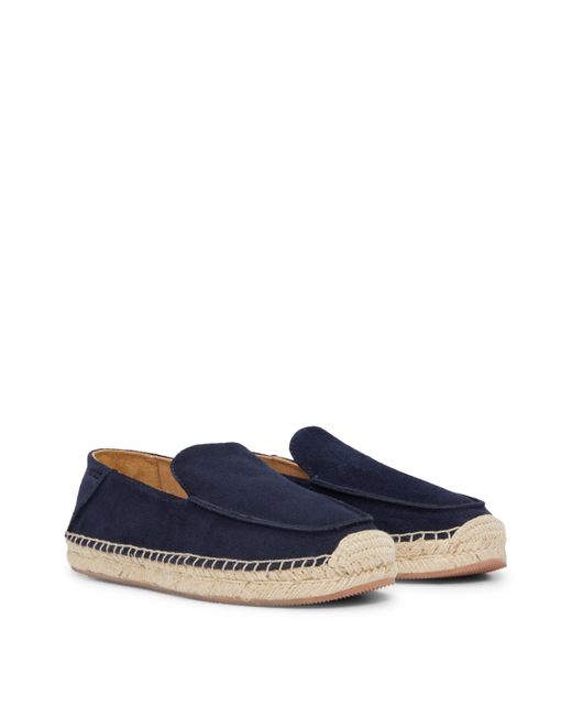 Boss Blue Suede Slip-on Espadrilles With Jute Sole for men