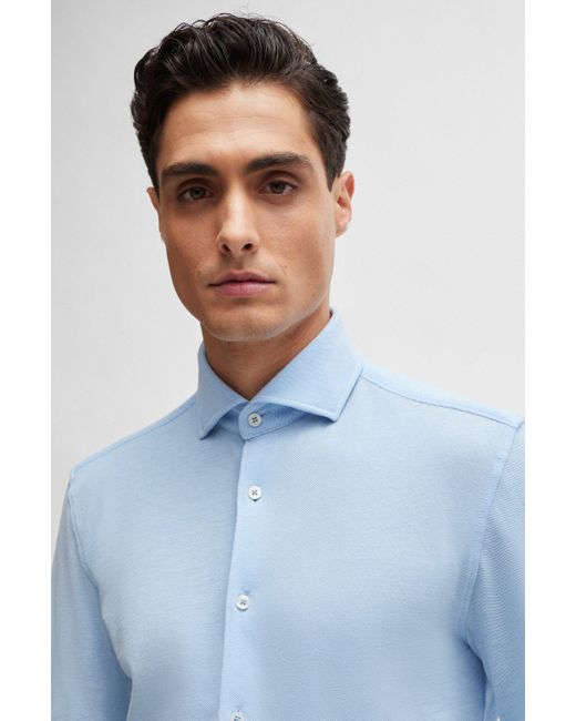 Boss Casual-Fit Hemd aus Baumwoll-Jersey in Blue für Herren