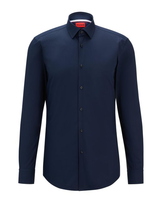 HUGO Slim-fit Overhemd Van Gemakkelijk Te Strijken Katoenen Popeline in het Blue voor heren