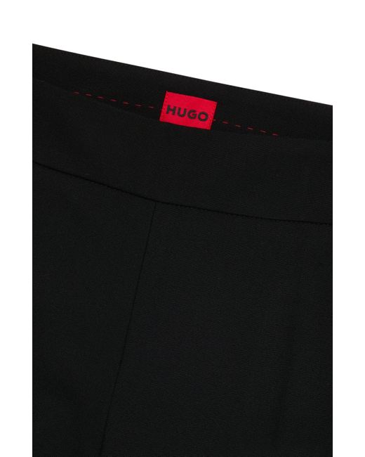 HUGO Black Slim-fit Trousers In Stretch Fabric
